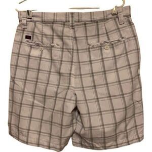 HAWK SIZE 32 WHITE CHECKED SHORTS